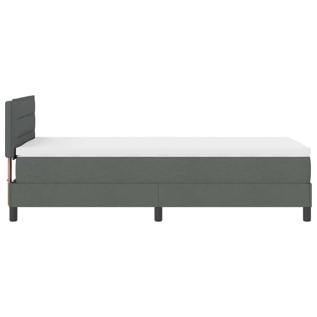 King Single Box Bed with Dark Grey and White Fabric Mattress