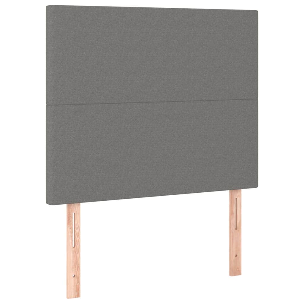 King Single Box Spring Bed with LED Fabric Mattress Dark Grey Pocket Spring