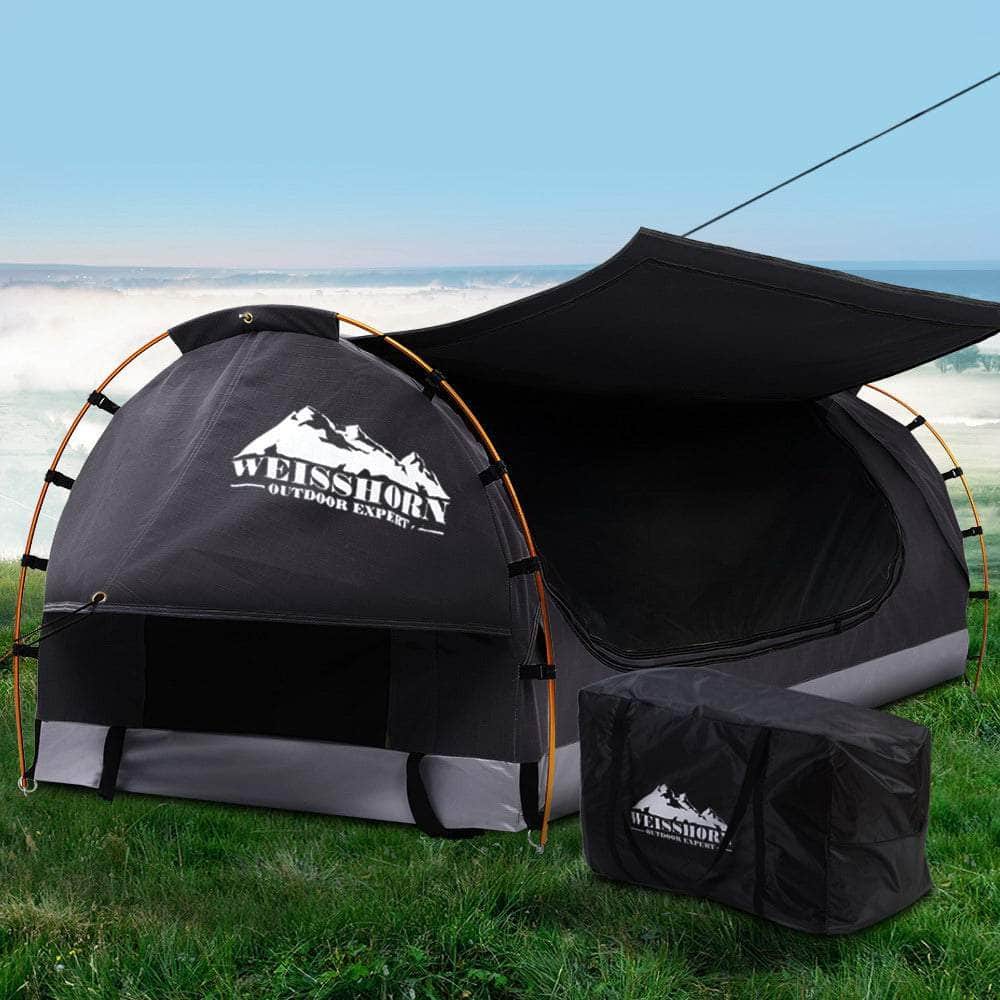 King Single Camping Swag Dome Tent Free Standing Grey