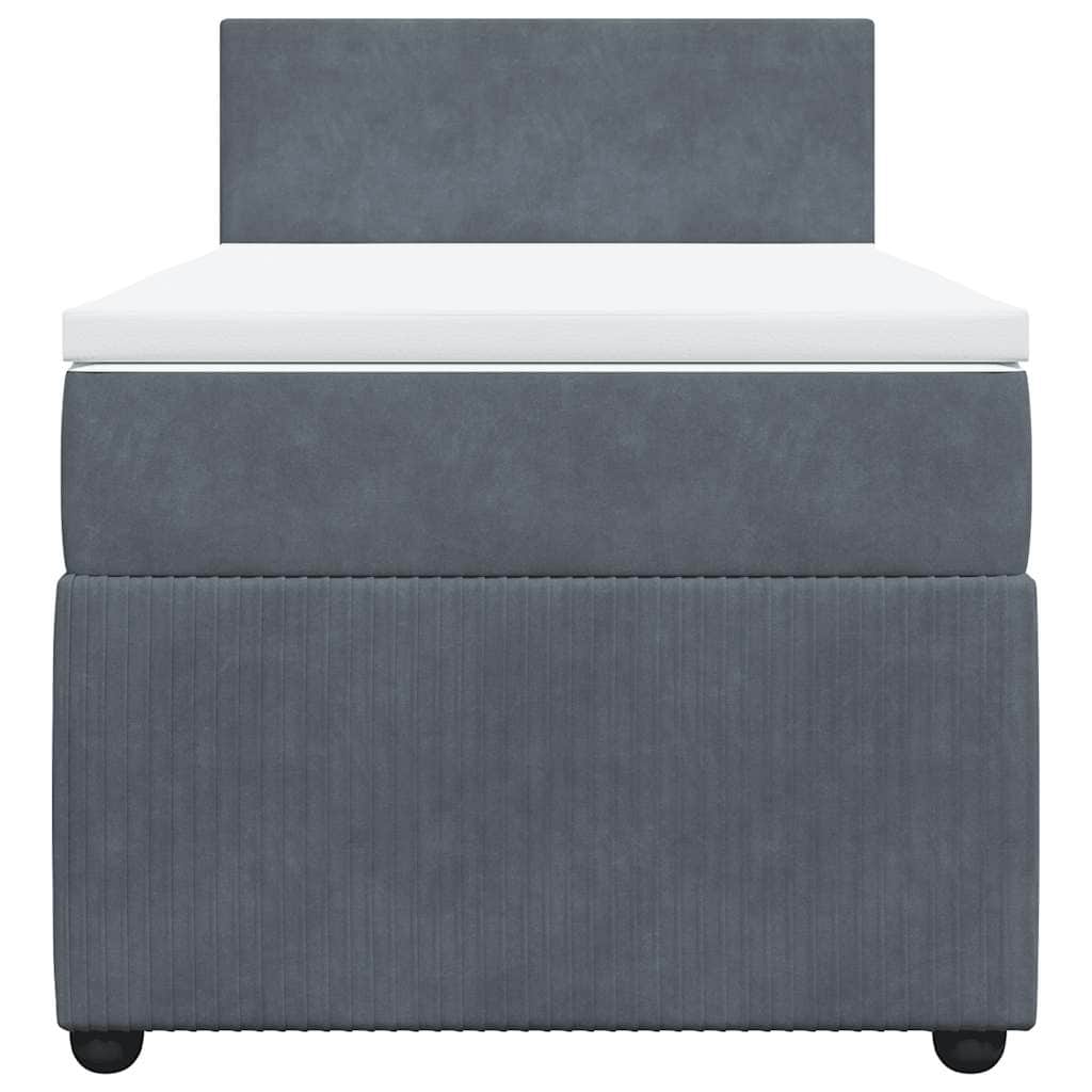 King Single Dark Grey Box Spring Bed with Pocket Spring Mattress Velvet
