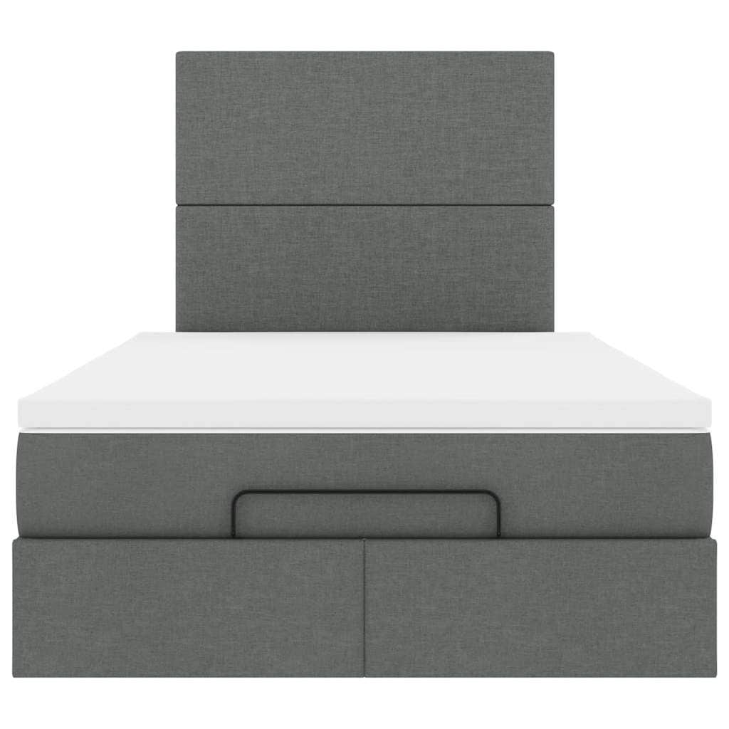 King Single Dark Grey Ottoman Bed with Fabric Upholstery and LED