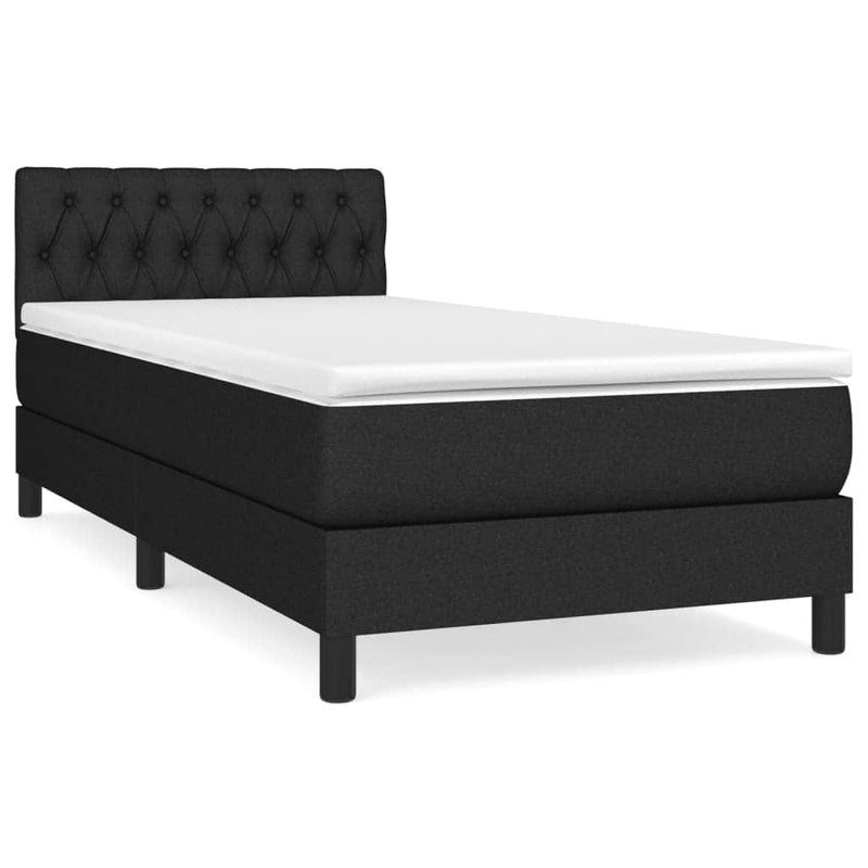 KS Fabric Bed with Mattress and Medium Firm Support Black