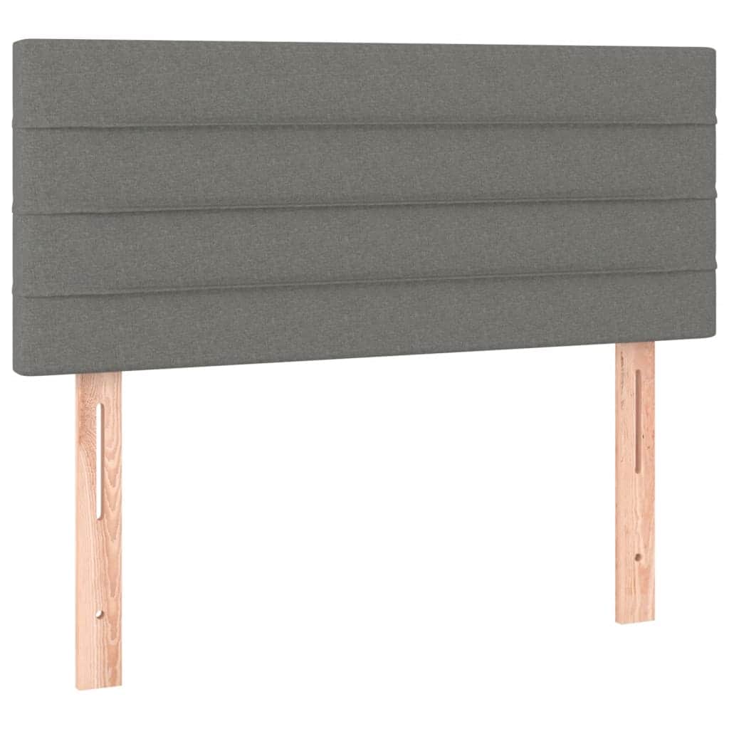 King Single Fabric Box Spring Bed Dark Grey with Soft Mattress and USB LED Strip