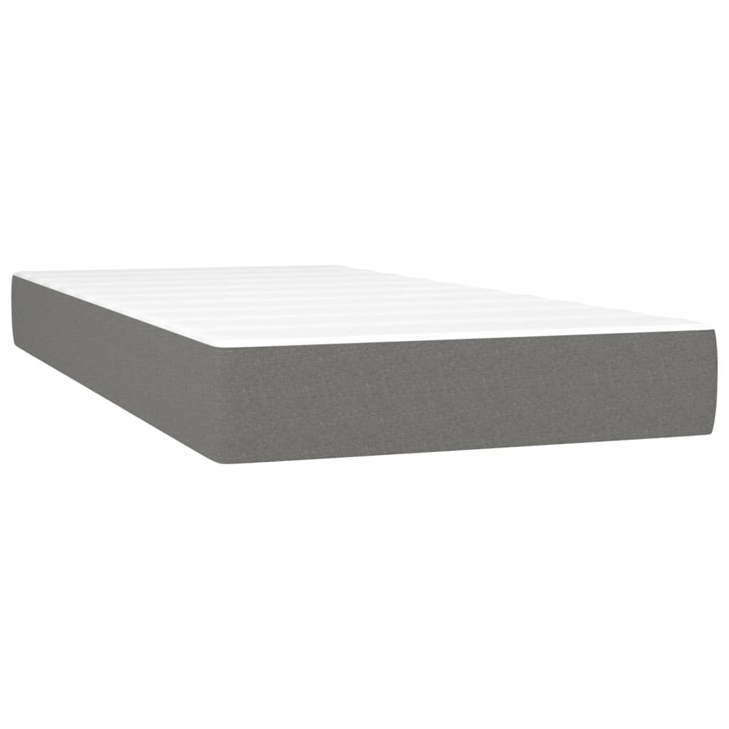 King Single Fabric Box Spring Bed with Medium Support Mattress Dark Grey