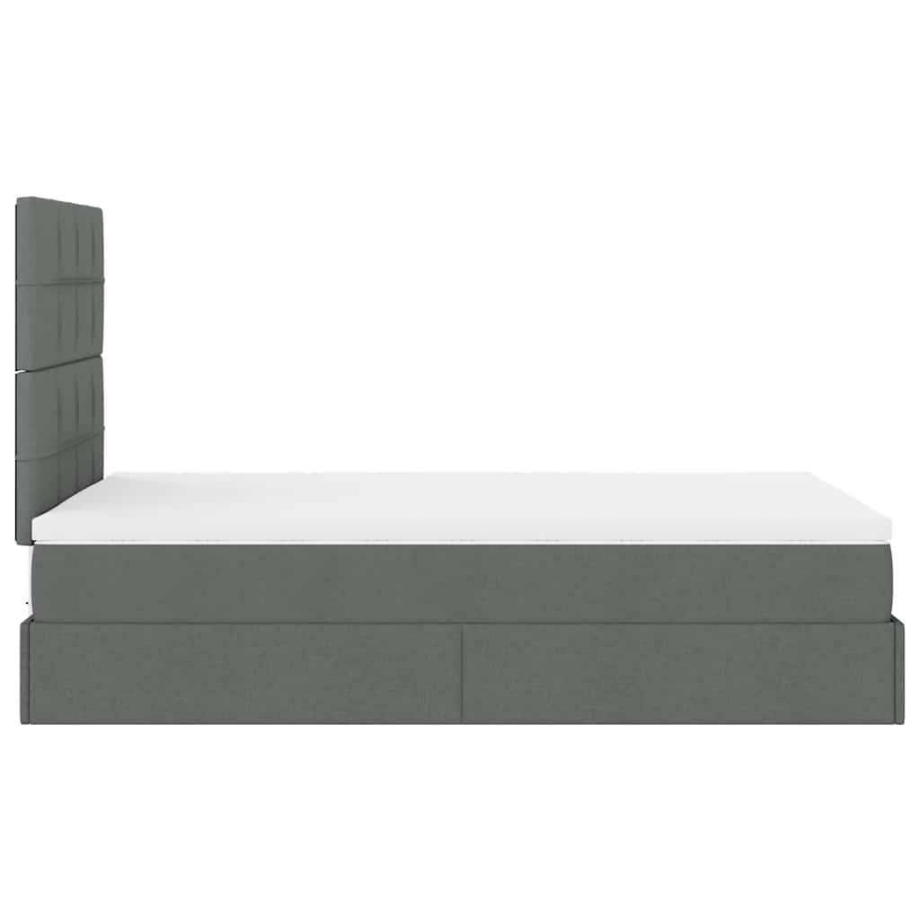 King Single Ottoman Storage Bed with Pocket Spring Mattress and LED Strip Dark Grey