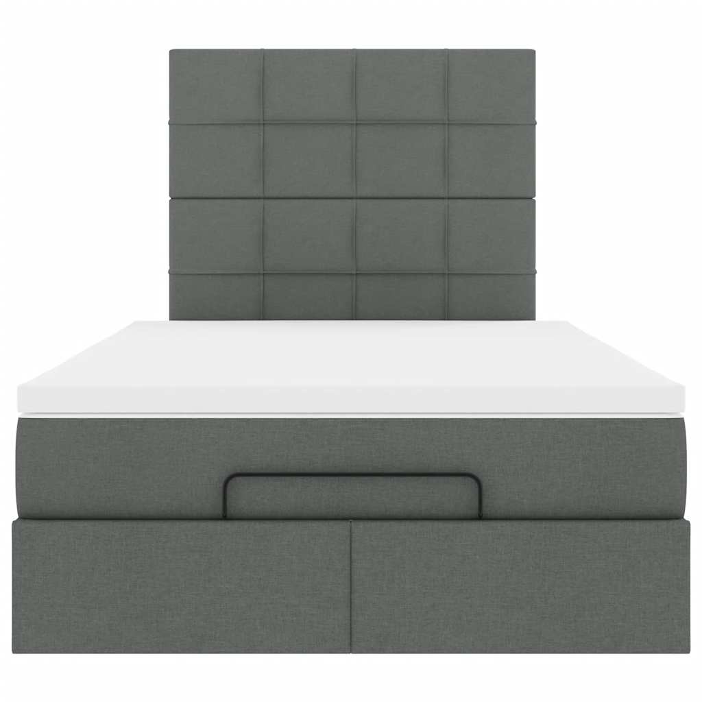 King Single Ottoman Storage Bed with Pocket Spring Mattress and LED Strip Dark Grey