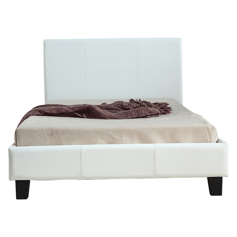King Single PU Leather Bed Frame White
