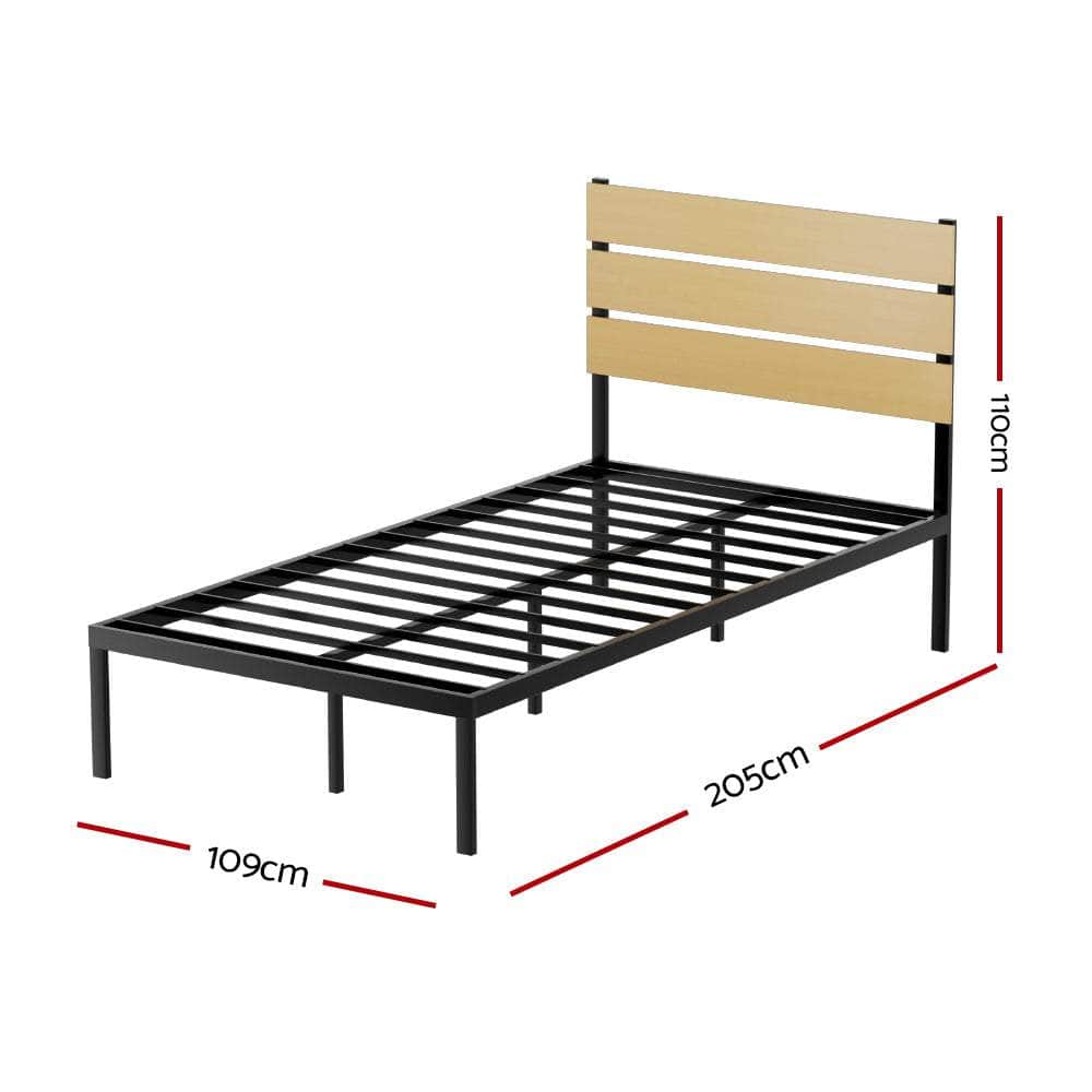 King Single/Queen Size Metal Bed Frame - Black