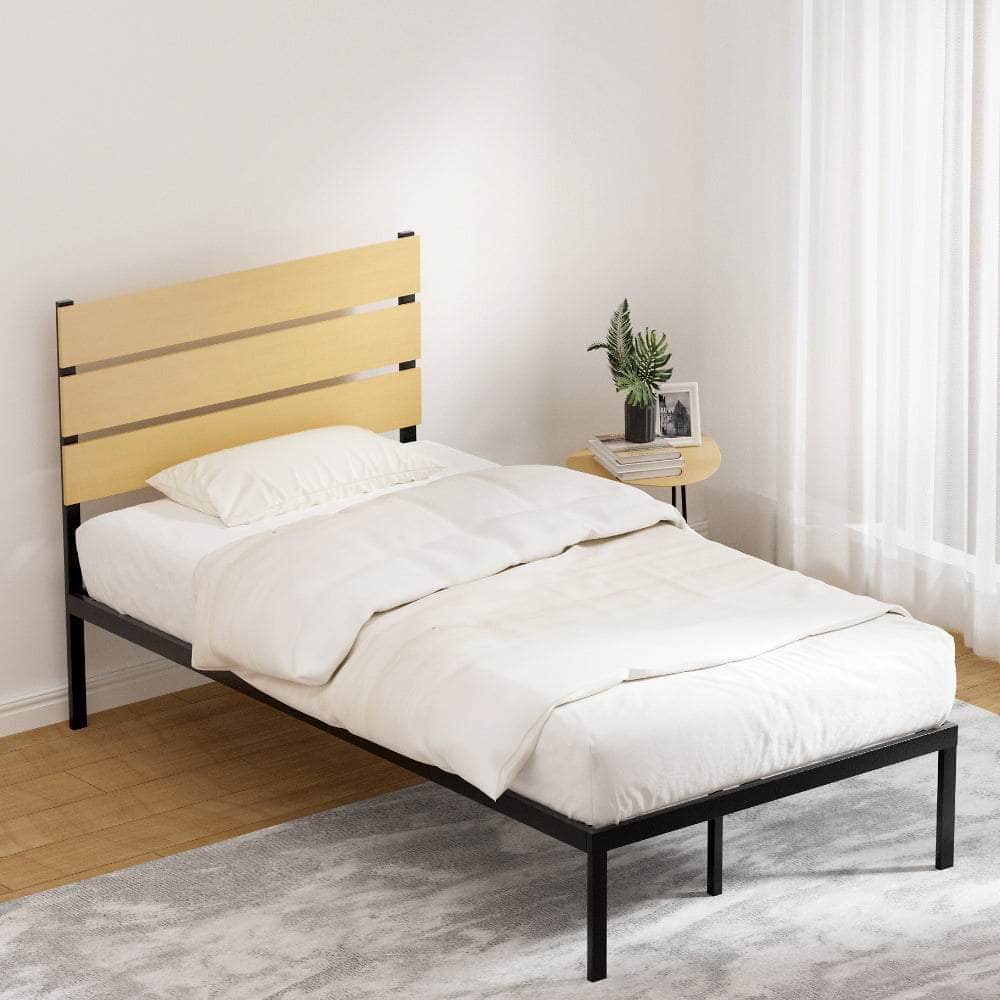 King Single/Queen Size Metal Bed Frame - Black