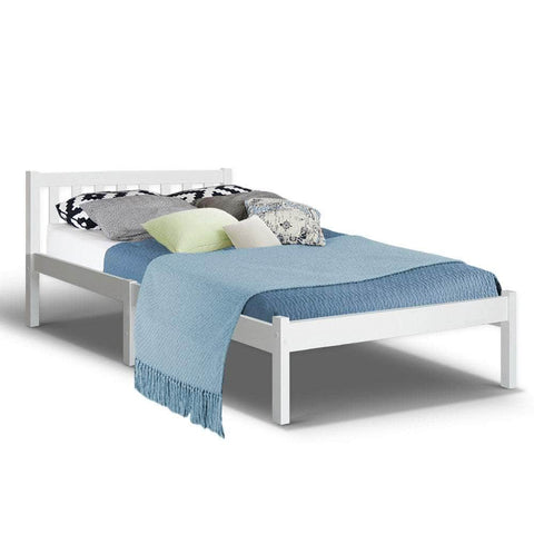 Bed Frame King Single Size Wooden White Sofie