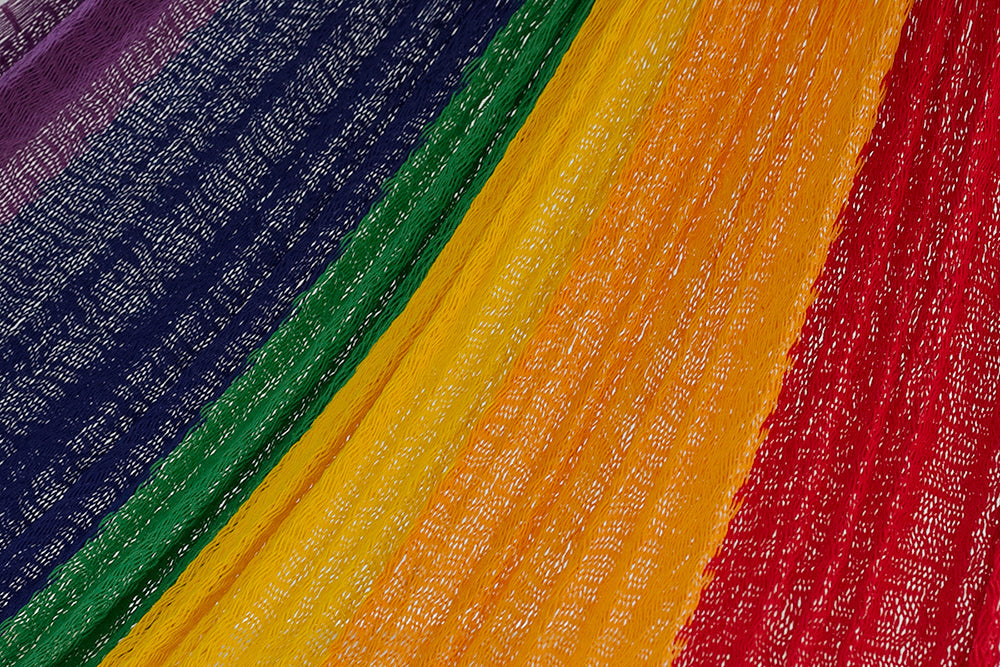 King Size Cotton Mexican Hammock in Rainbow Colour