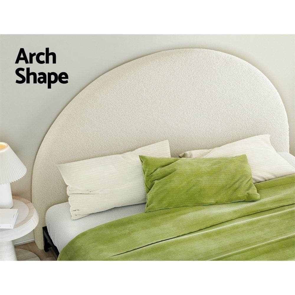 King Size GREI White Bed Frame with Boucle Headboard Bedhead