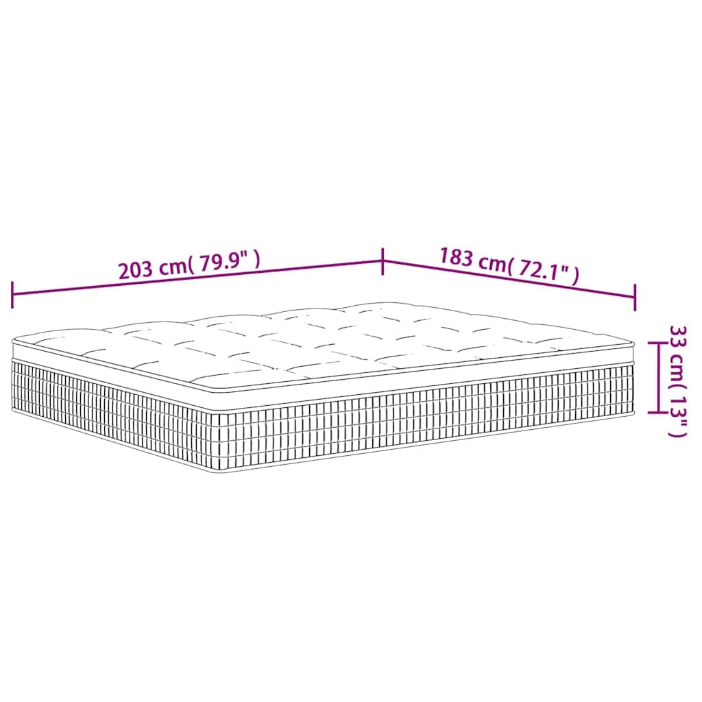 King Size Medium Plus Pocket Spring Mattress Fabric with Foam & 7-Zone Support