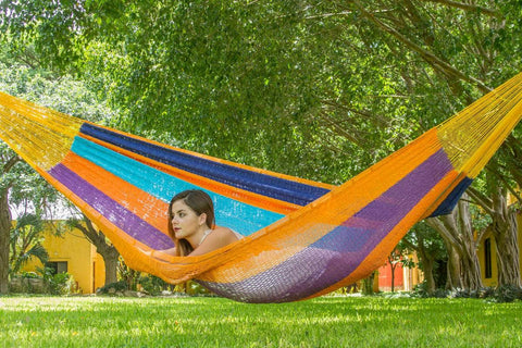 King Size Outdoor Cotton Mexican Hammock in Alegra Colour