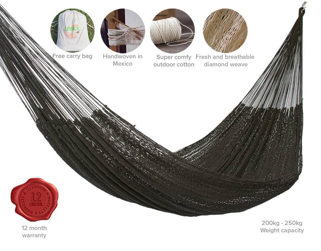 King Size Outdoor Cotton Mexican Hammock In Black