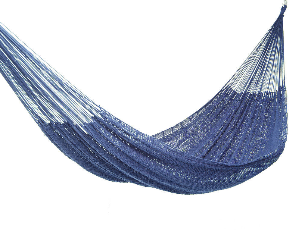 King Size Outdoor Cotton Mexican Hammock In Blue