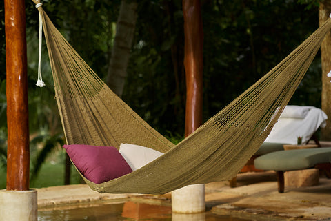 King Size Outdoor Cotton Mexican Hammock In Cedar