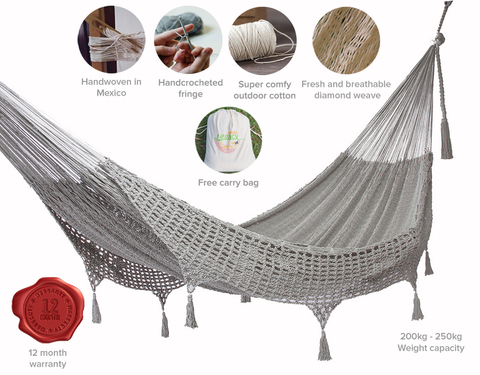 Outdoor Undercover Cotton Hammock King Size Sands