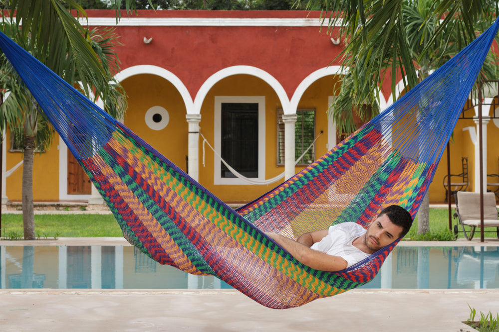 King Size Outdoor Cotton Mexican Hammock in Mexicana Colour