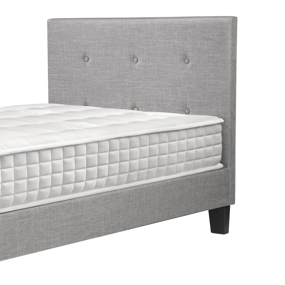 King Size Wooden Bed Frame Platform Base with Bonnell Spring Mattress Grey