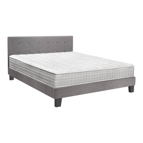 King Size Wooden Bed Frame Platform Base with Bonnell Spring Mattress Grey