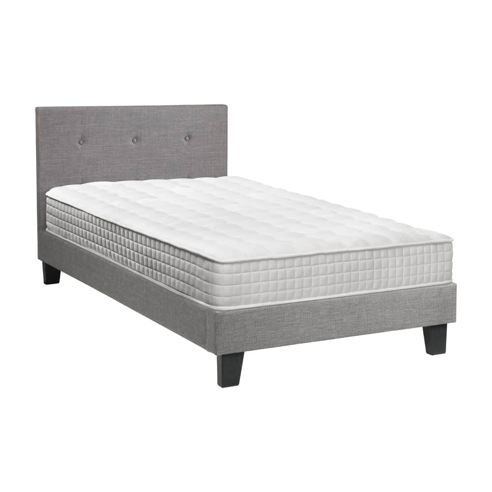 King Size Wooden Bed Frame Platform Base with Bonnell Spring Mattress Grey