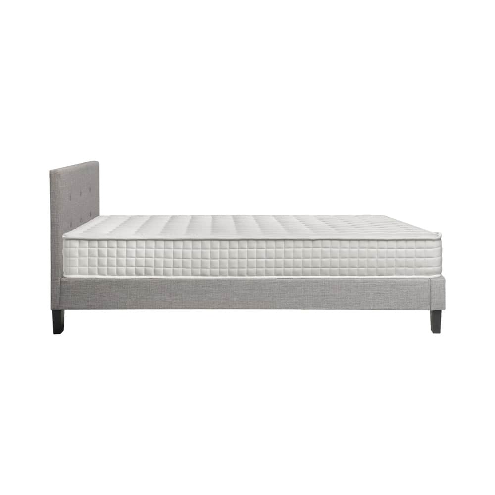 King Size Wooden Bed Frame Platform Base with Bonnell Spring Mattress Grey
