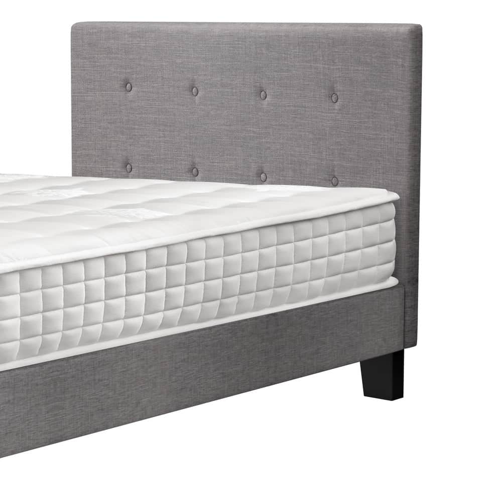 King Size Wooden Bed Frame Platform Base with Bonnell Spring Mattress Grey