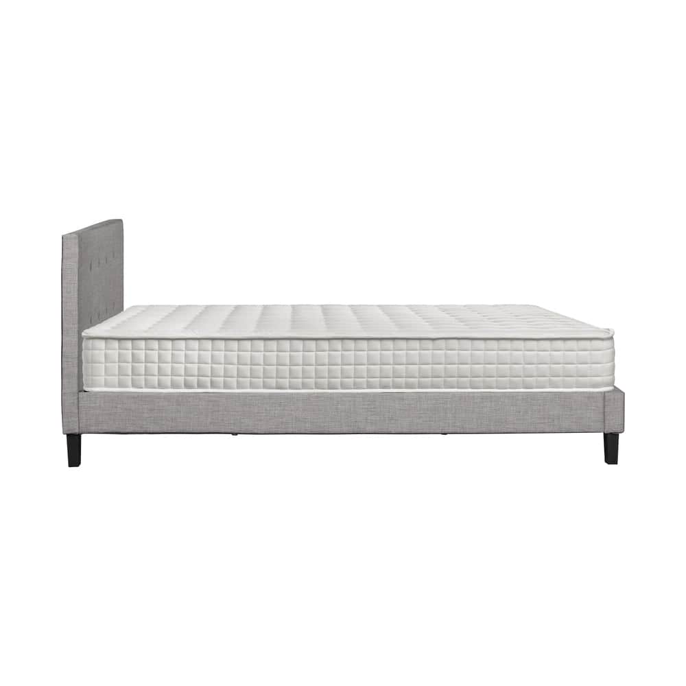 King Size Wooden Bed Frame Platform Base with Bonnell Spring Mattress Grey