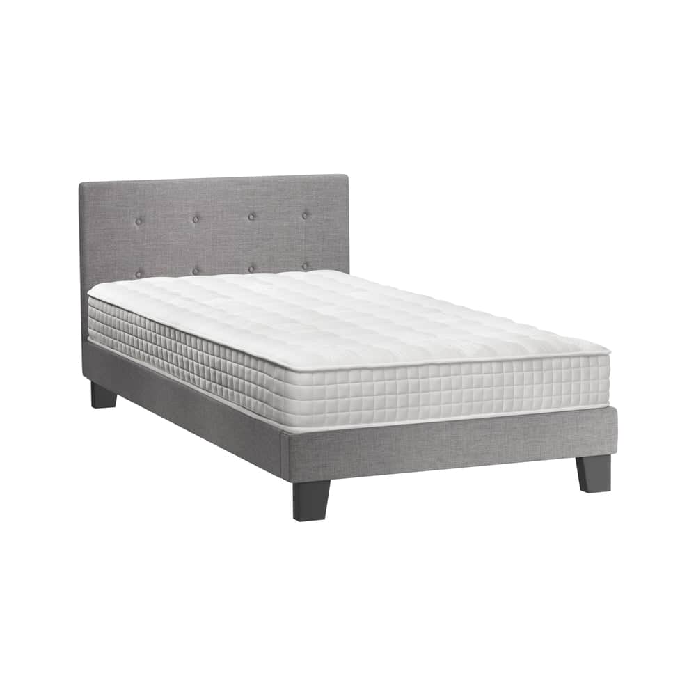 King Size Wooden Bed Frame Platform Base with Bonnell Spring Mattress Grey