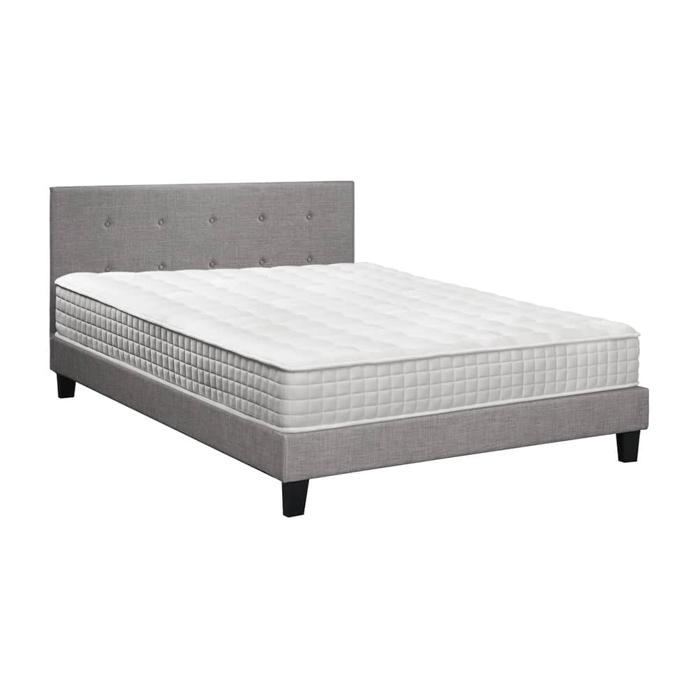 King Size Wooden Bed Frame Platform Base with Bonnell Spring Mattress Grey