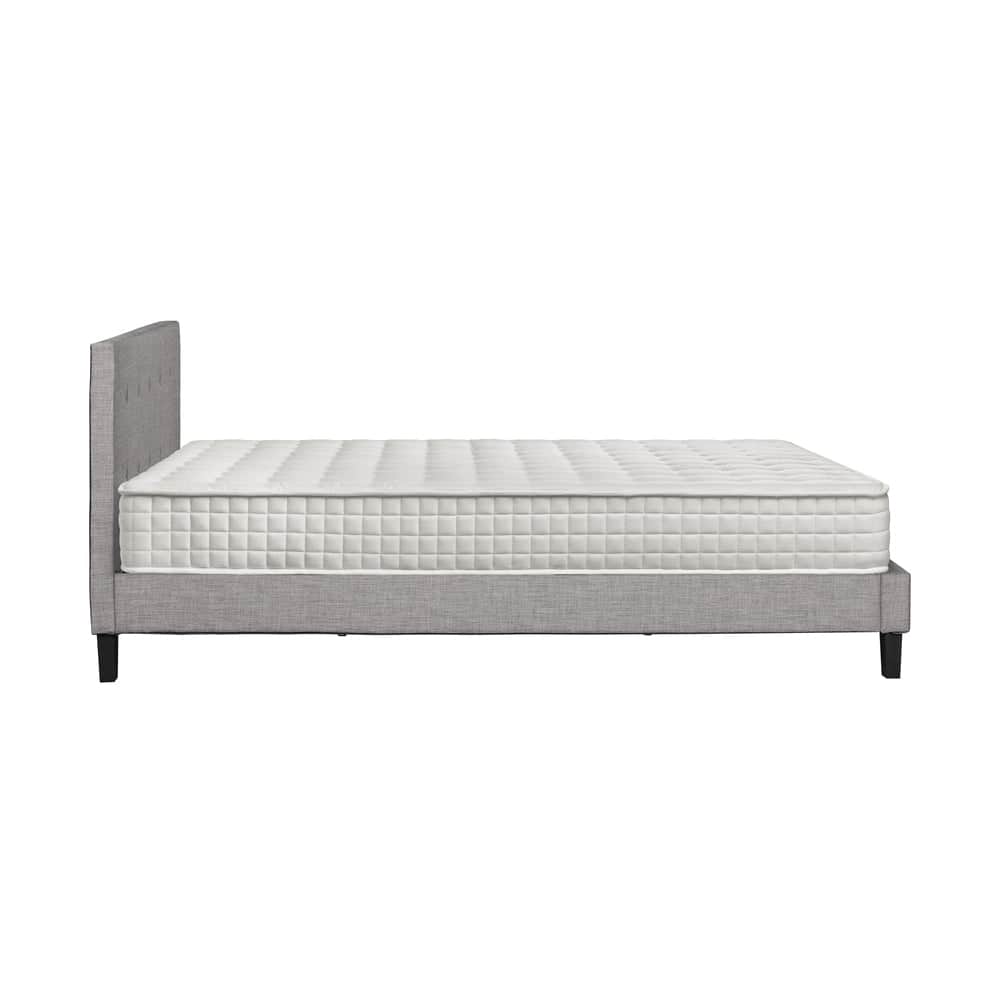 King Size Wooden Bed Frame Platform Base with Bonnell Spring Mattress Grey