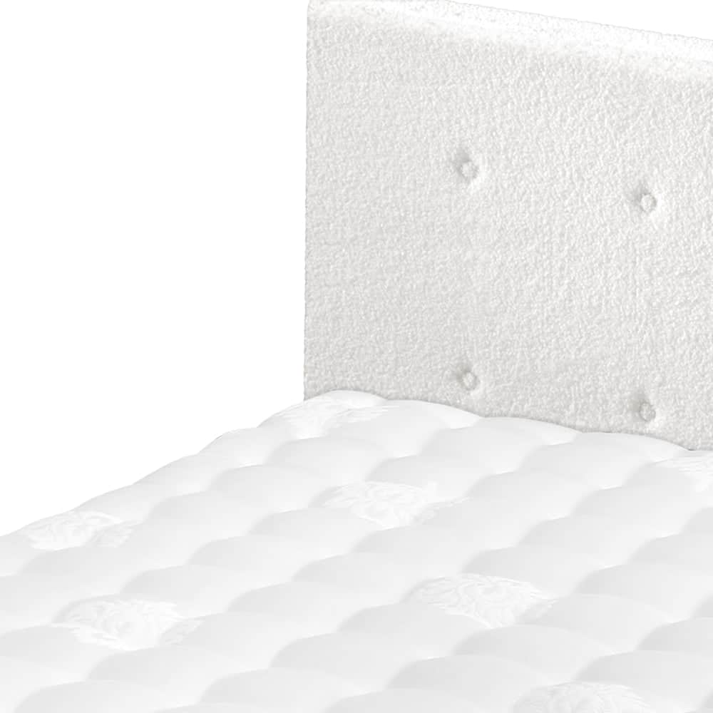 King Wooden Bed Frame Platform with Mattress White