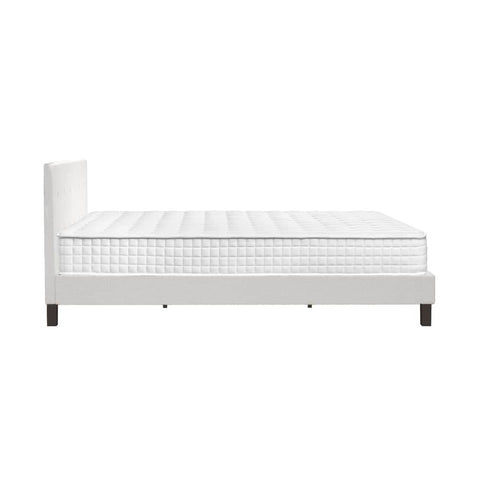 King Wooden Bed Frame Platform with Mattress White