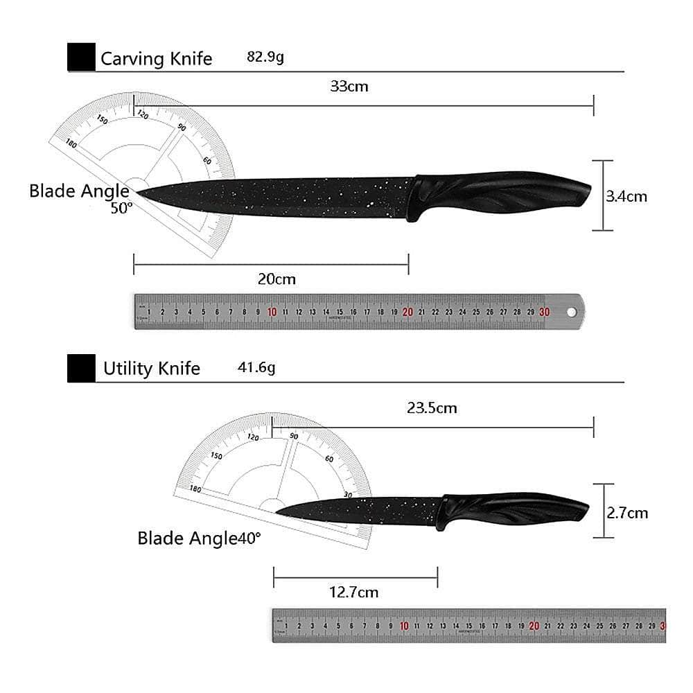 Kitchen 17 Pc Knife Set W/ Block & Sharpener Chef Bread Steak Knives