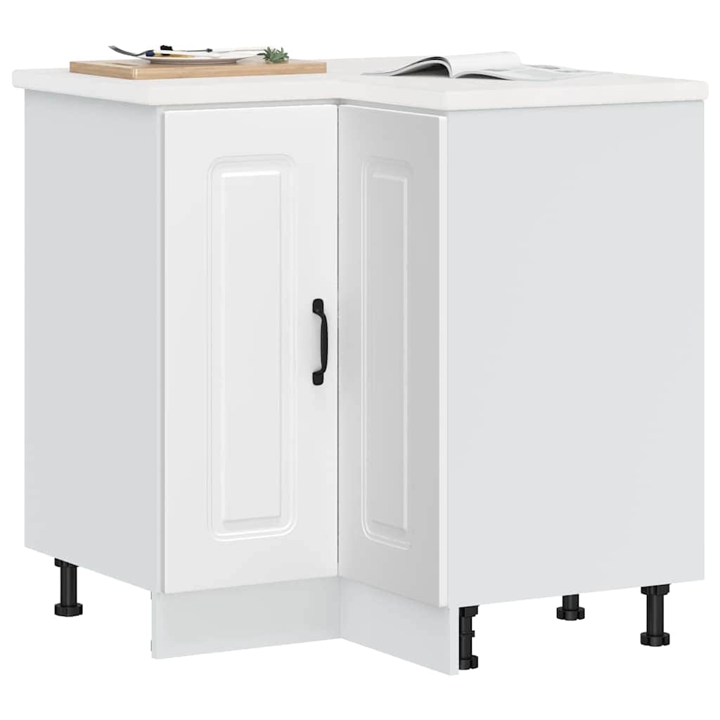 Kitchen Corner Base Cabinet Kalmar White Engineered Wood