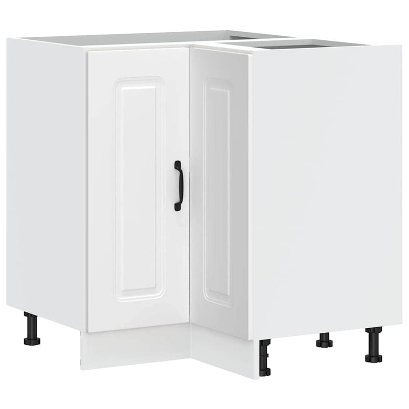 White colour - Kitchen Corner Base Cabinet Kalmar White Engineered Wood