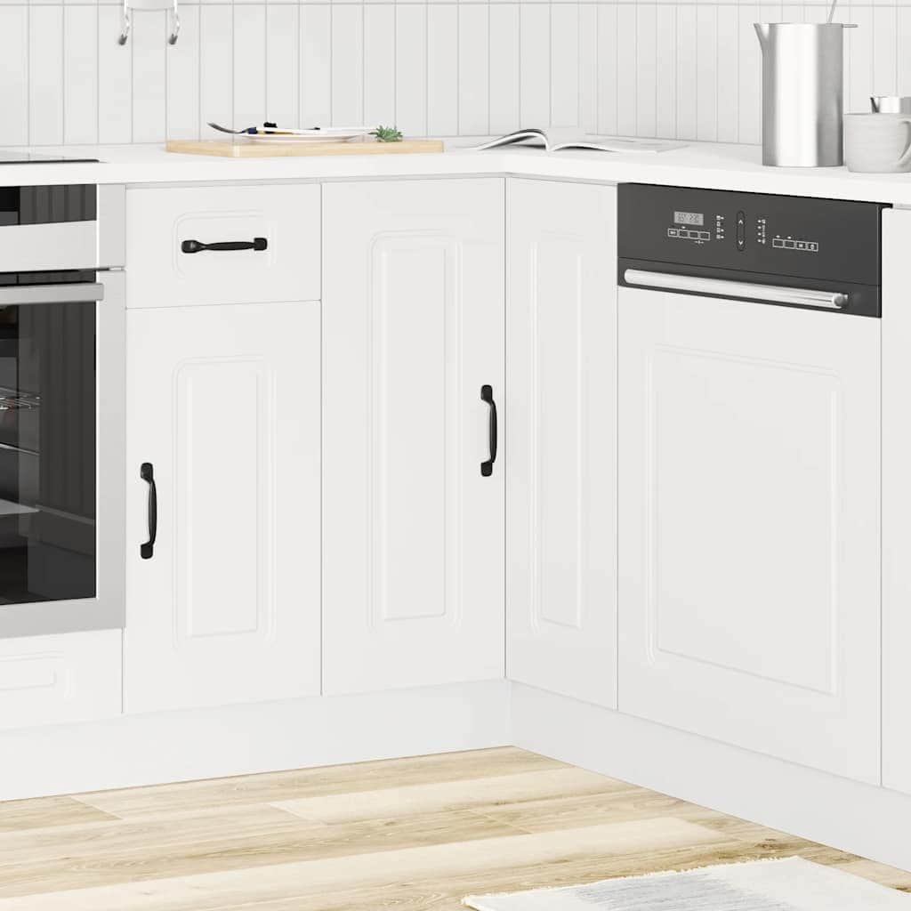 Kitchen Corner Base Cabinet Kalmar White Engineered Wood | Wood finish
