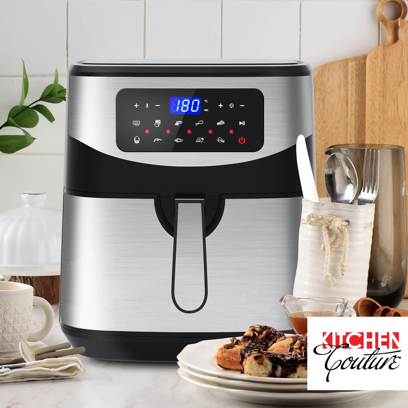 Kitchen Couture 12L Digital Air Fryer Oven Cooker Rotisserie Silver