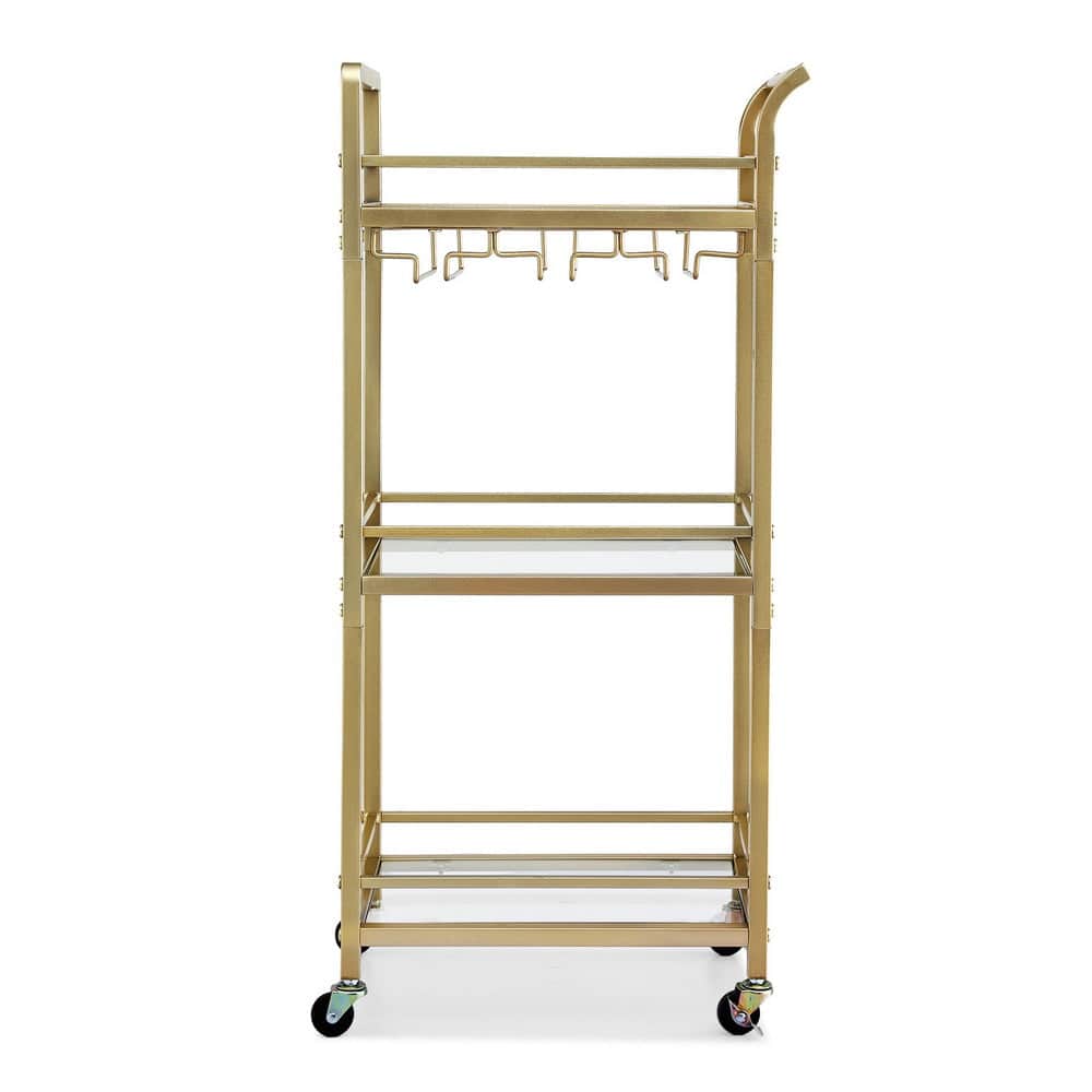 Kitchen Island Cart Trolley Rolling Serving Storage Wine Glass 43Cm