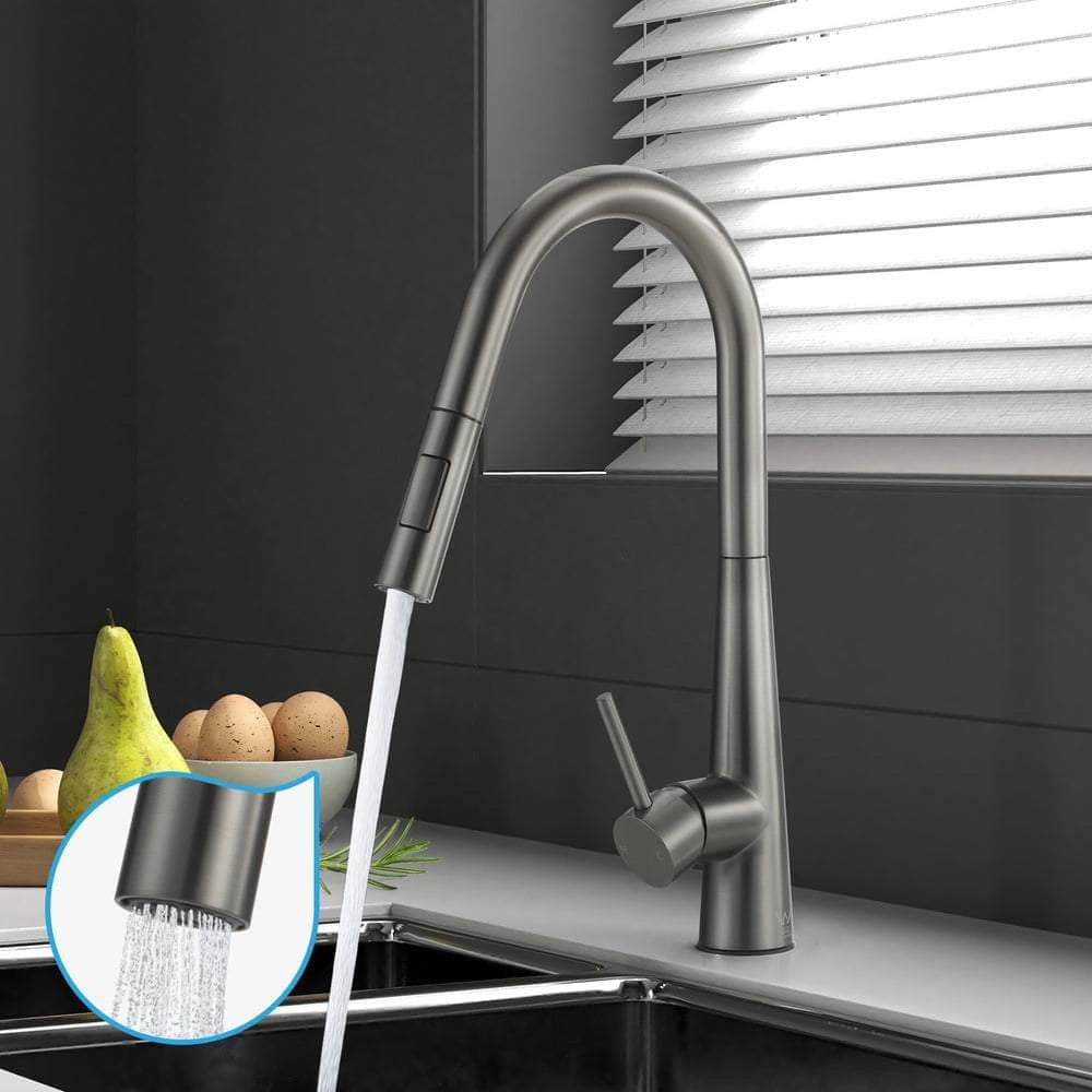 Kitchen Mixer Tap Pull Out Faucet 2-Mode Swivel Grey
