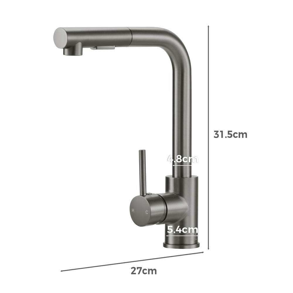 Faucet - Kitchen Mixer Tap Pull Out Faucet Swivel 2 Modes Grey