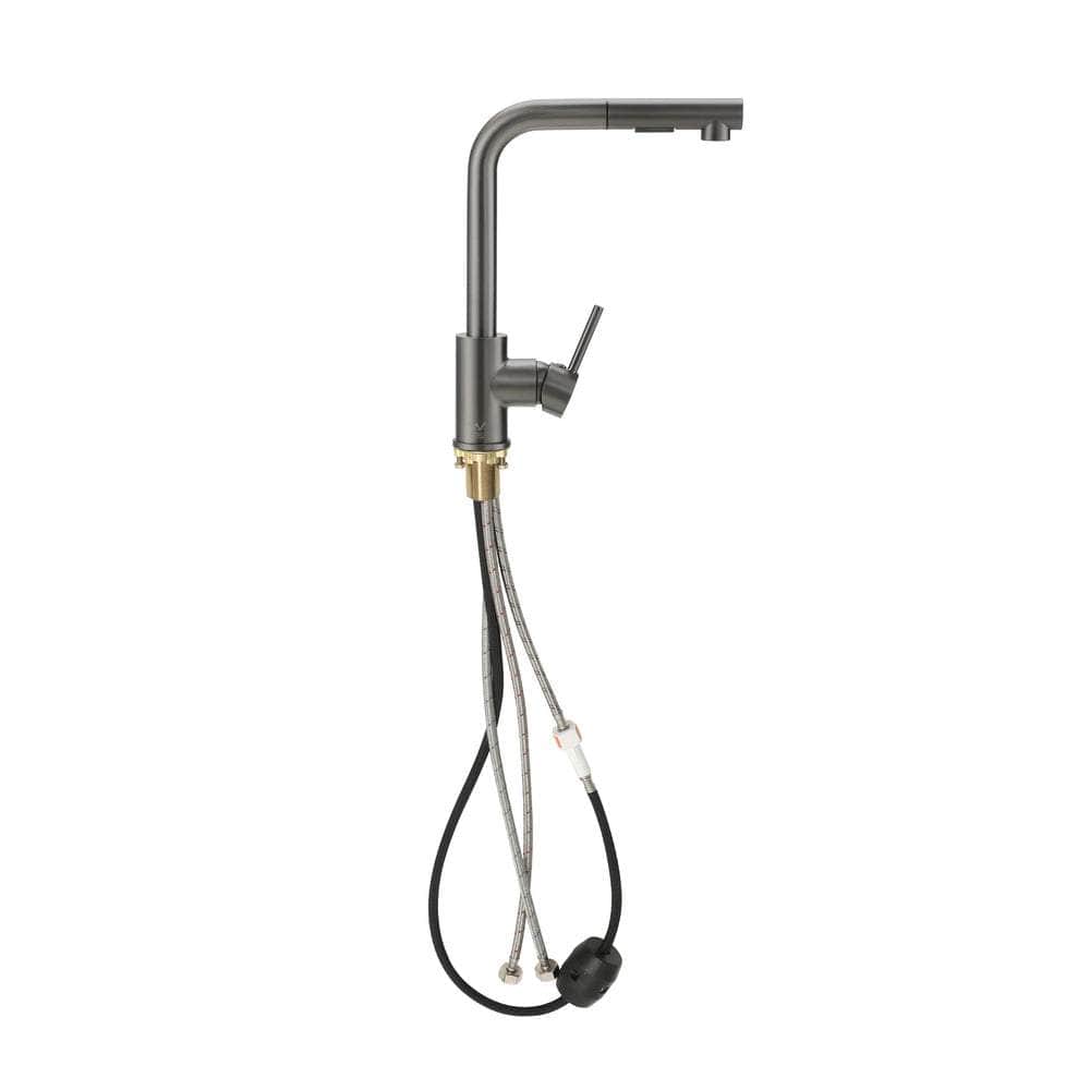 Kitchen Mixer Tap Pull Out Faucet Swivel 2 Modes Grey with Faucet