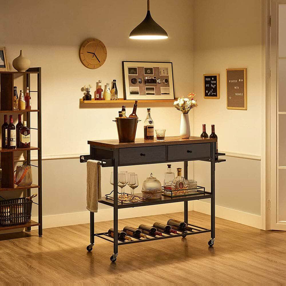 Kitchen Shelf Rustic Brown and Black