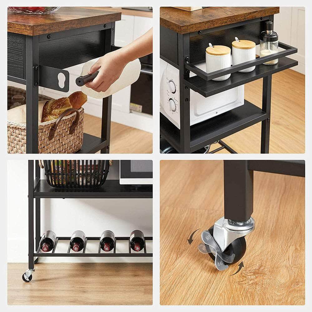 Kitchen Shelf Rustic Brown and Black