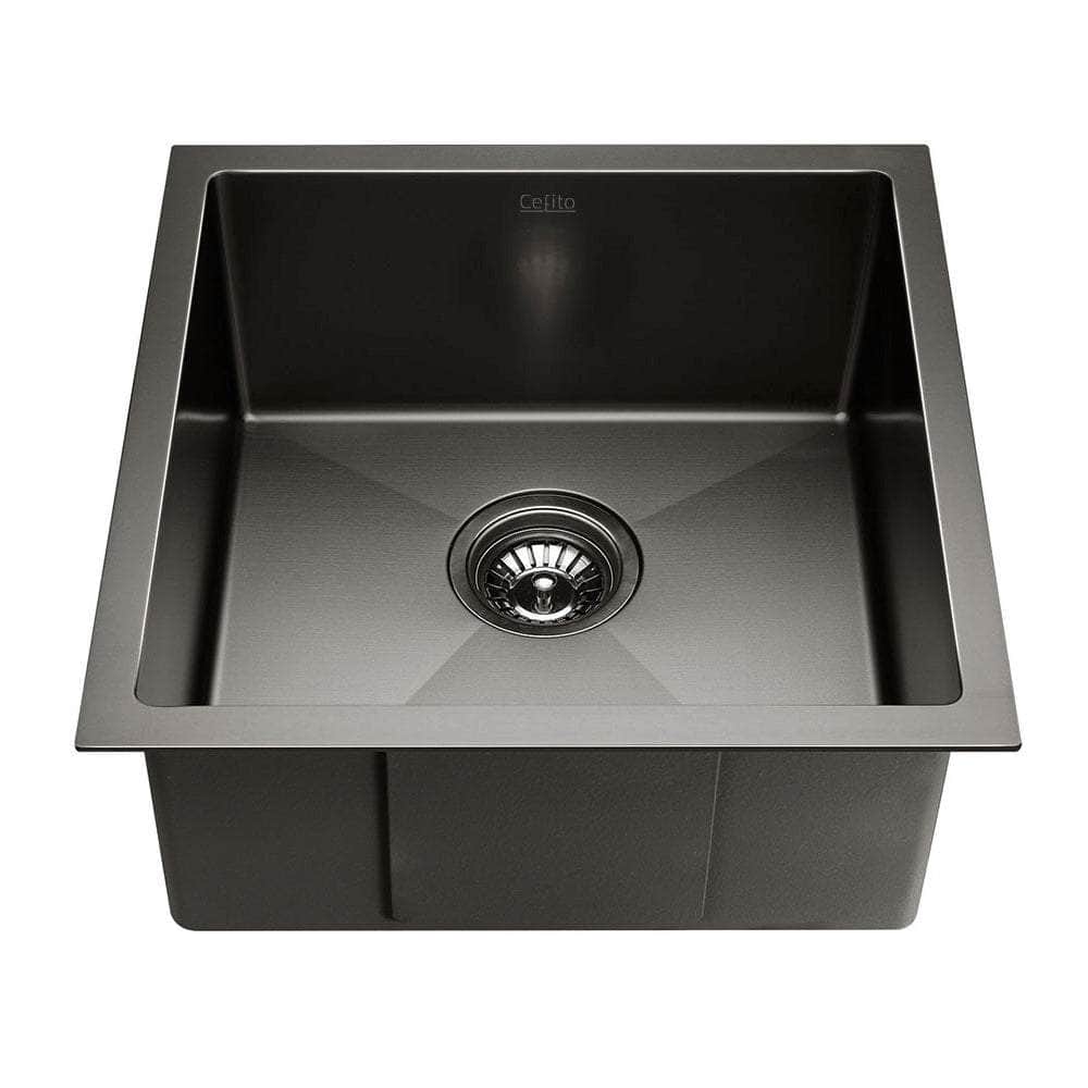 Kitchen Sink 51X45Cm Stainless Steel Basin Single Bowl Laundry Black