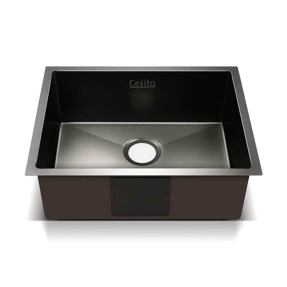 Kitchen Sink 60X45Cm Stainless Steel Basin Single Bowl Laundry Black
