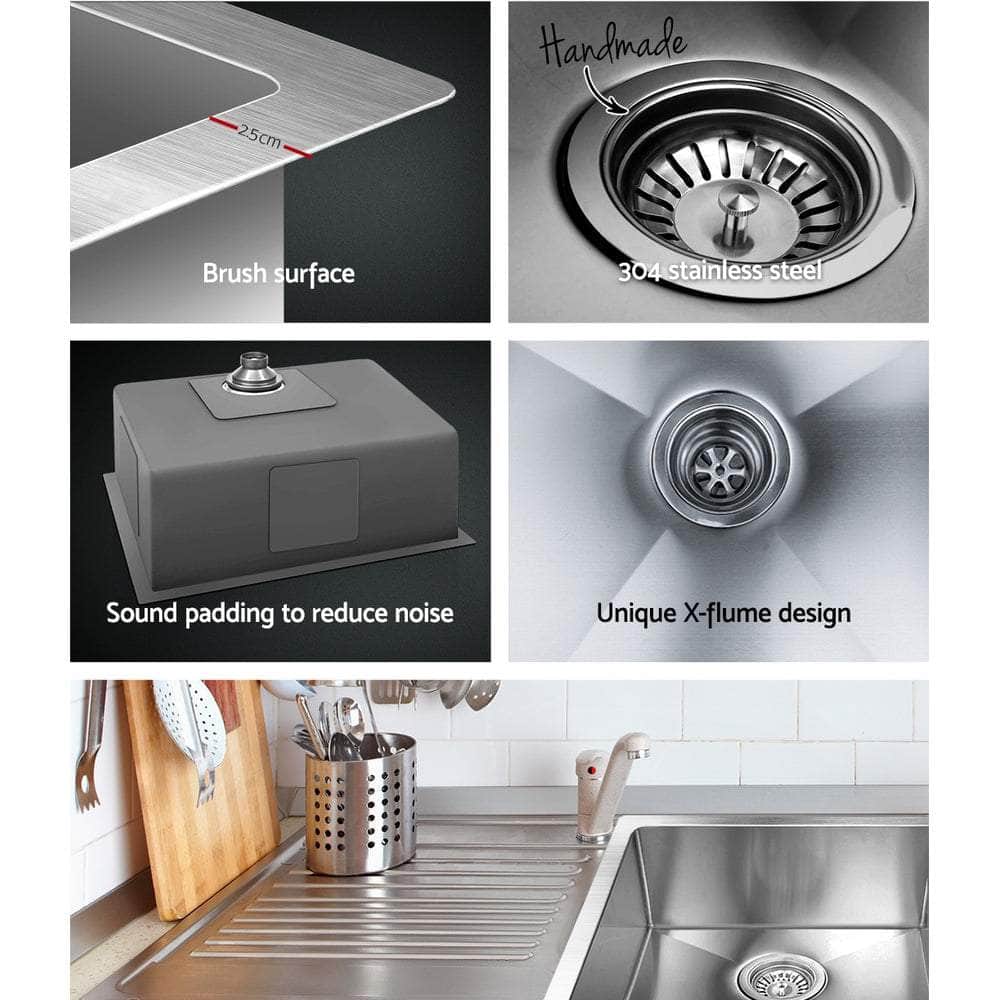 Kitchen Sink 60X45Cm Stainless Steel Basin Single Bowl Laundry Silver