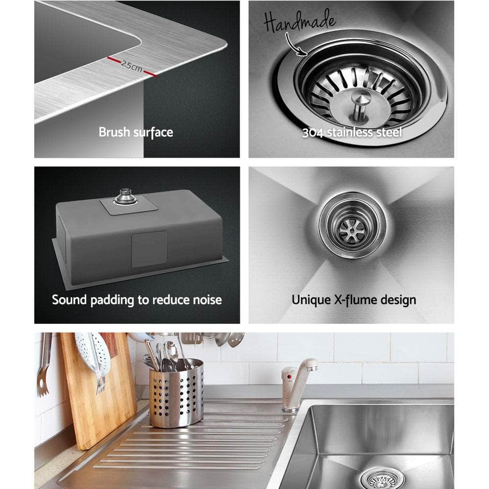 Kitchen Sink 70X45Cm Stainless Steel Basin Single Bowl Laundry Silver