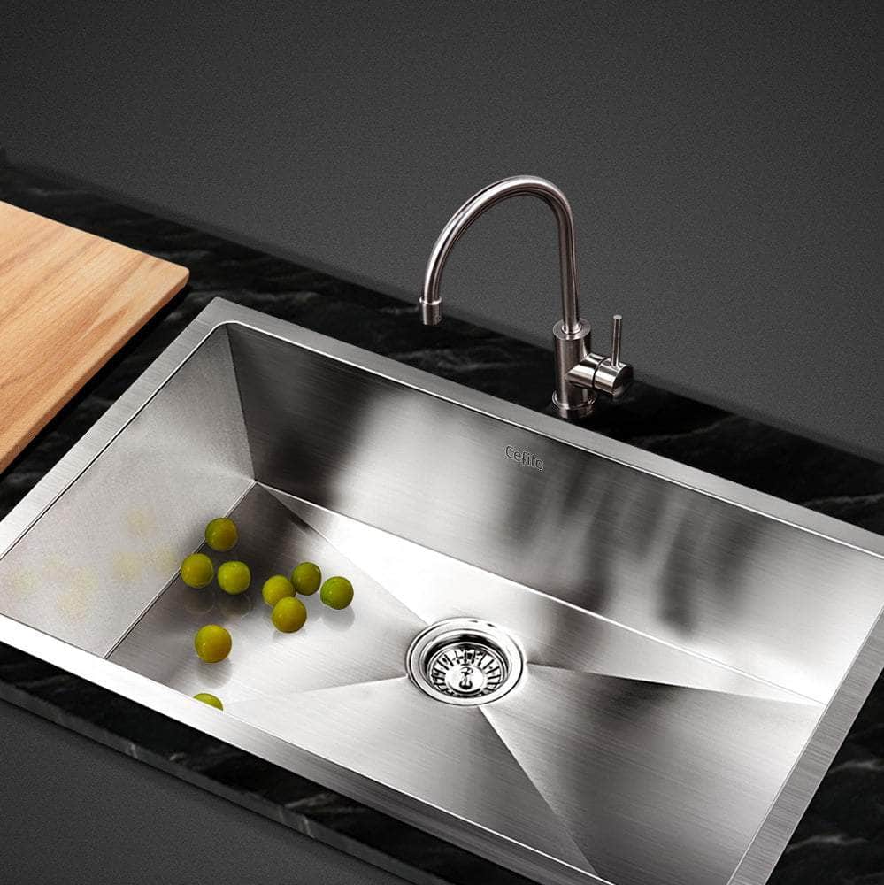Kitchen Sink 70X45Cm Stainless Steel Basin Single Bowl Laundry Silver